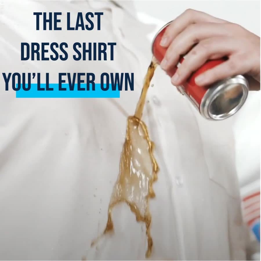 Cola being poured onto a white &Collar dress shirt