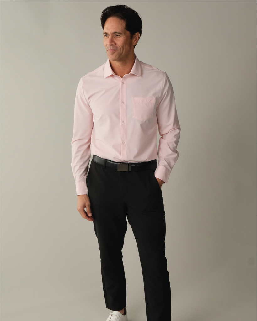 pink and black dress shirt Black with Neon Pink Moisture Wicking Dress Shirt