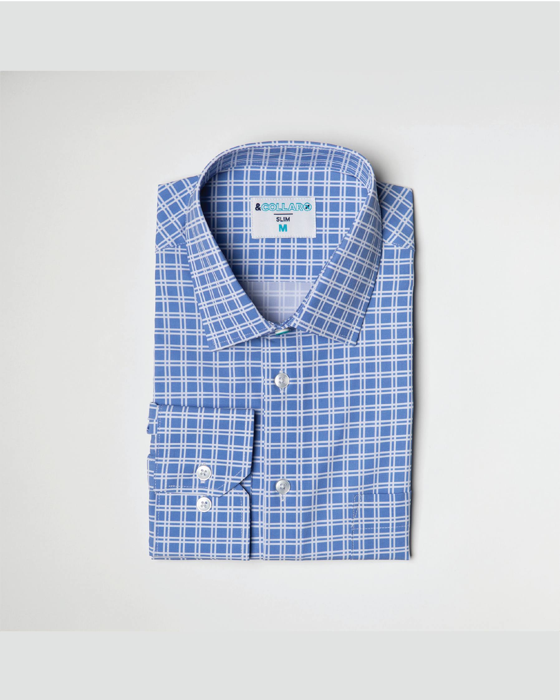 checkered blue dress shirt Non-Iron Cotton Gingham Dress Shirt With Contrast Trim main image 0