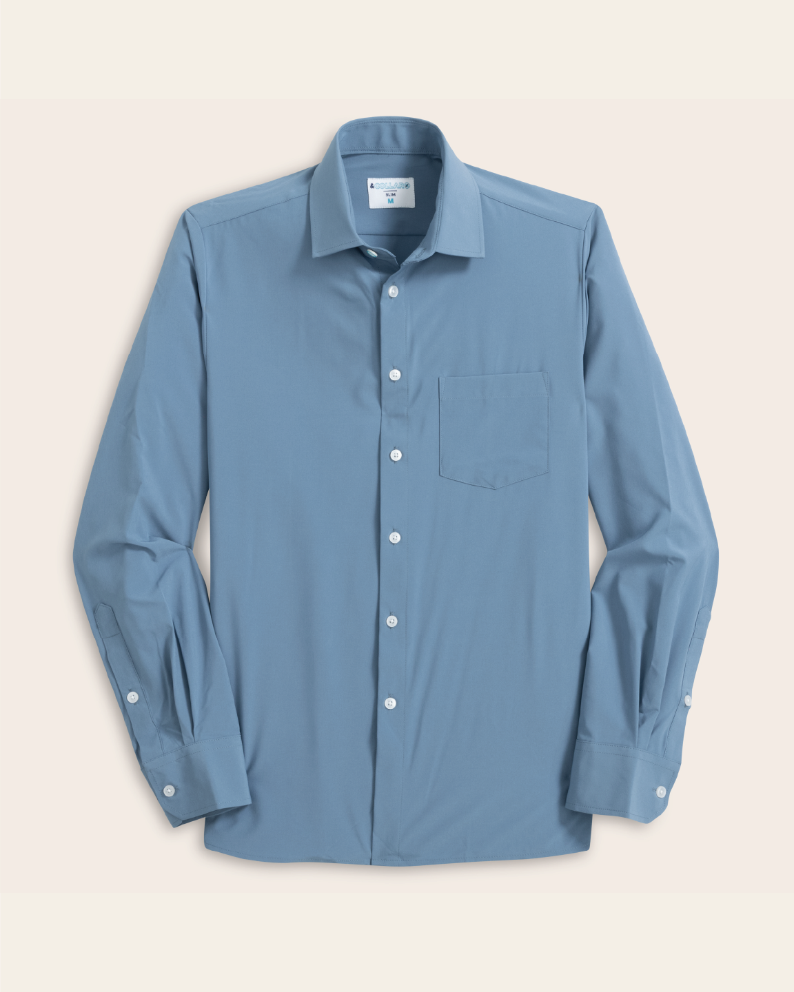 Men's Ocean Blue Long Sleeve Dress Shirt, Stain Repellent, Wrinkle Resistant