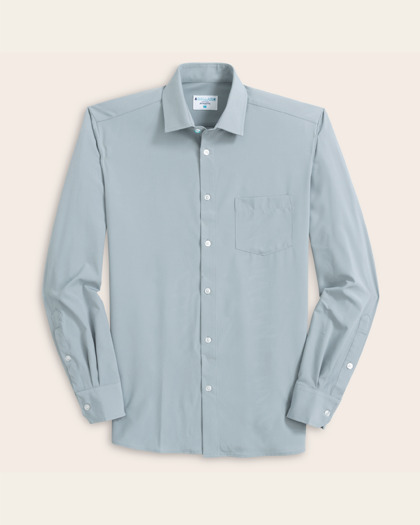 Men's Grey Long Sleeve Dress Shirt, Stain Repellent, Wrinkle Resistant Men's Grey Long Sleeve Dress Shirt, Stain Repellent, Wrinkle Resistant