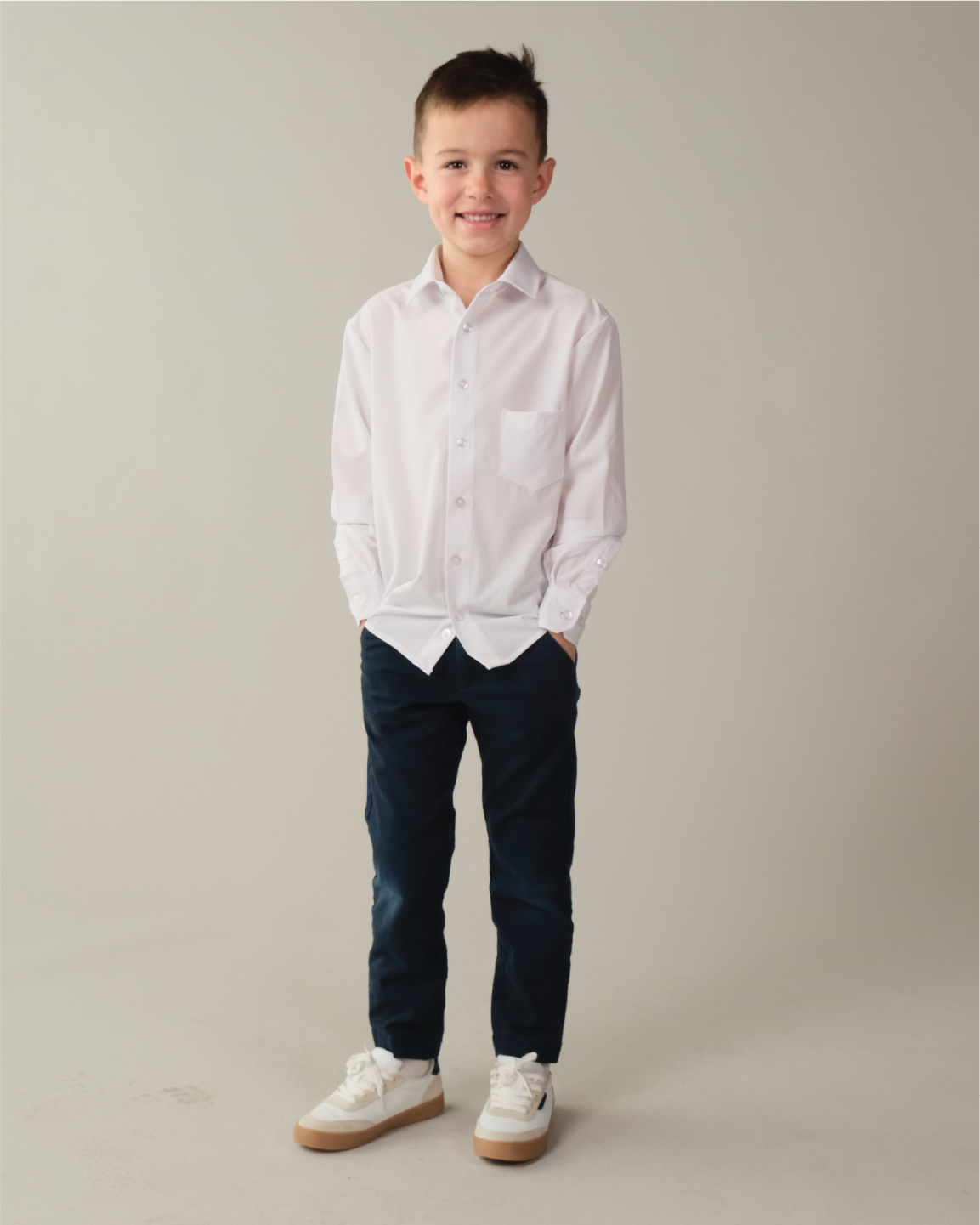 Range Shirt - Youth Long Sleeve Crisp White Stain Resistant Dress Shirt