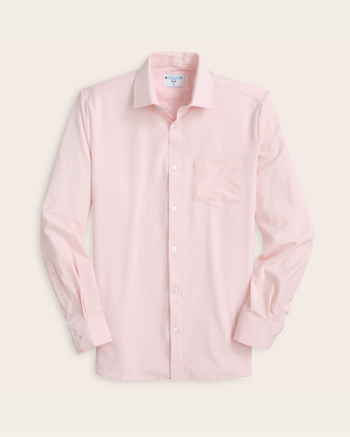 Men's Solid Pink Long Sleeve Dress Shirt, Stain Repellent, Wrinkle Resistant Men's Solid Pink Long Sleeve Dress Shirt, Stain Repellent, Wrinkle Resistant