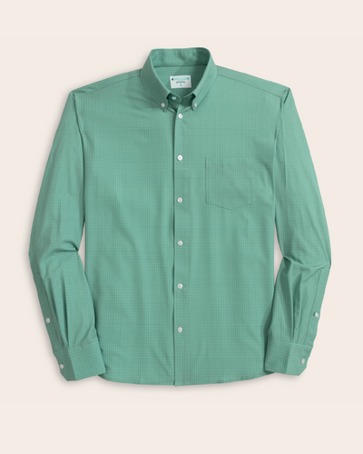Men's Green w/ Grids Long Sleeve Dress Shirt, Stain Repellent, Wrinkle Resistant Men's Green w/ Grids Long Sleeve Dress Shirt, Stain Repellent, Wrinkle Resistant