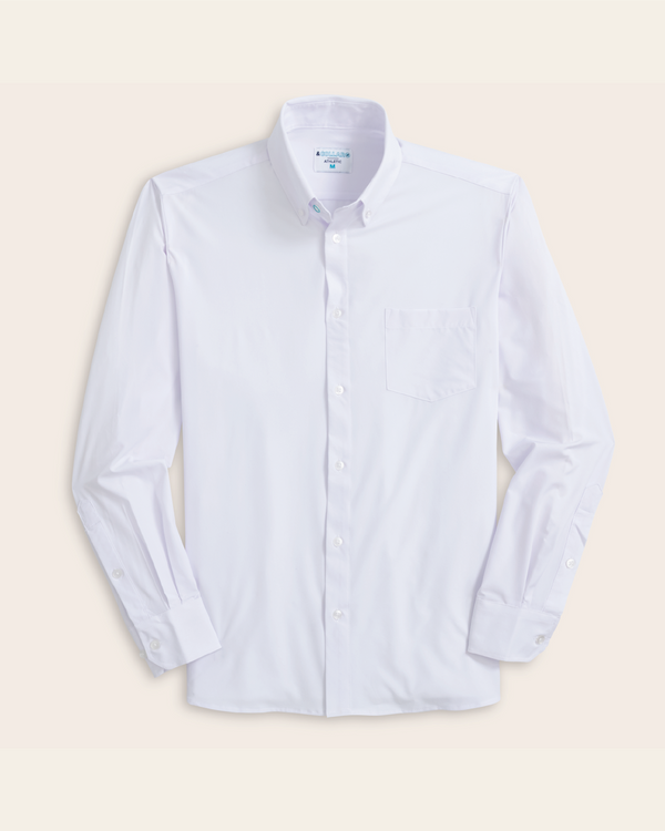 Men's White Button Down Collar, Long Sleeve Dress Shirt, Stain Repellent, Wrinkle Resistant Men's White Button Down Collar, Long Sleeve Dress Shirt, Stain Repellent, Wrinkle Resistant