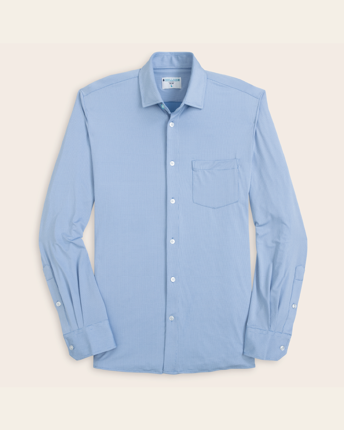 Men's French Blue Long Sleeve Dress Shirt, Stain Repellent, Wrinkle Resistant Men's French Blue Long Sleeve Dress Shirt, Stain Repellent, Wrinkle Resistant