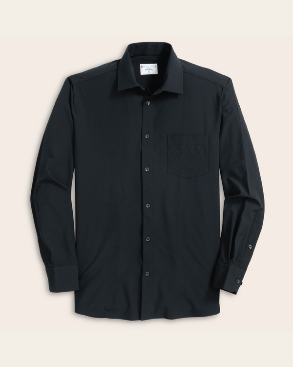 Men's Black Long Sleeve Dress Shirt, Stain Repellent, Wrinkle Resistant Men's Black Long Sleeve Dress Shirt, Stain Repellent, Wrinkle Resistant