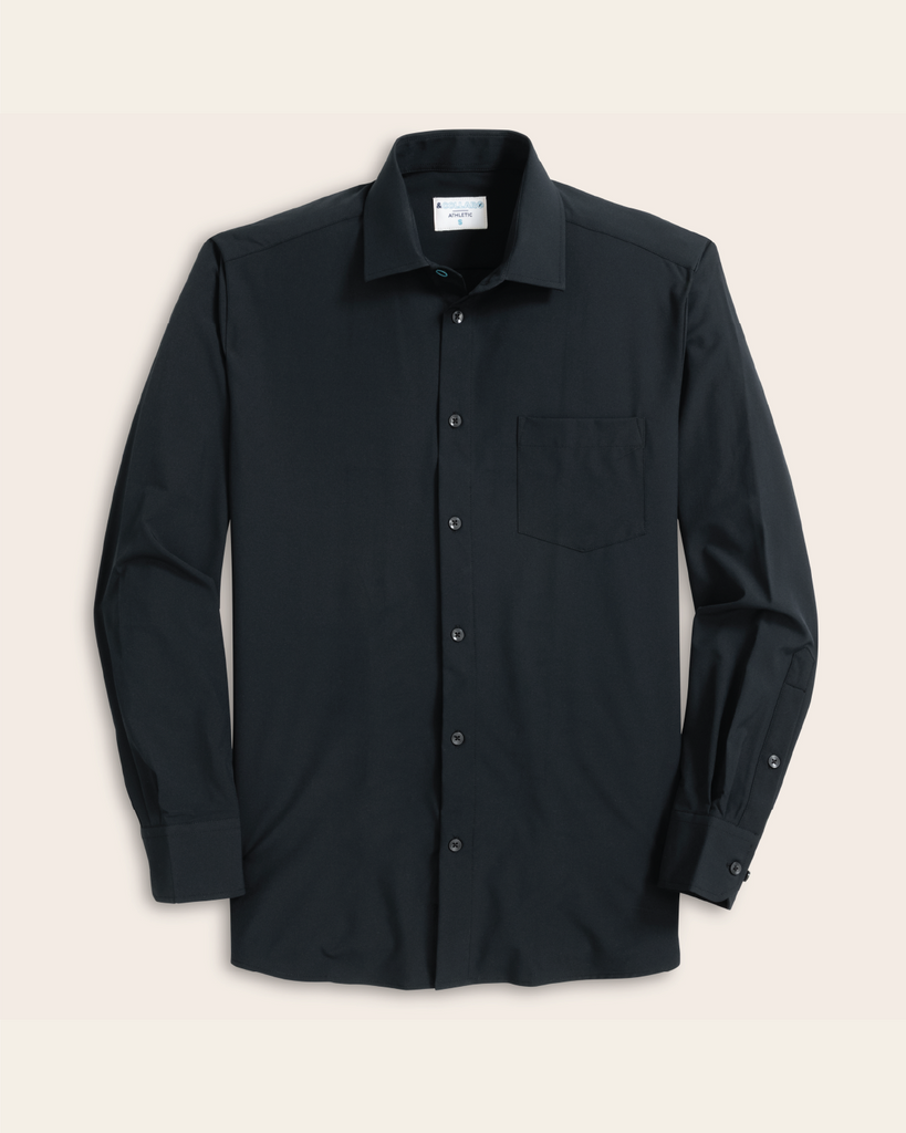 Men's Black Long Sleeve Dress Shirt, Stain Repellent, Wrinkle Resistant Men's Black Long Sleeve Dress Shirt, Stain Repellent, Wrinkle Resistant