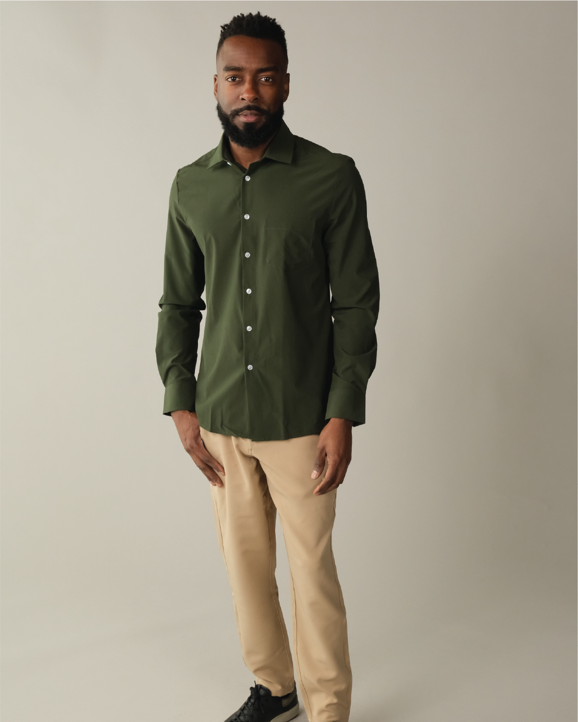 Men's Forest Green Long Sleeve Dress Shirt, Stain Repellent, Wrinkle Resistant Men's Forest Green Long Sleeve Dress Shirt, Stain Repellent, Wrinkle Resistant
