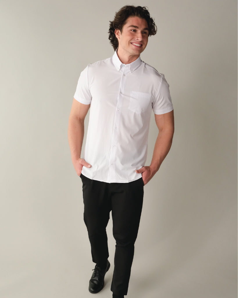Pacific White Short Sleeve Stain Resistant Shirt &Collar Pacific White Short Sleeve Stain Resistant Shirt &Collar
