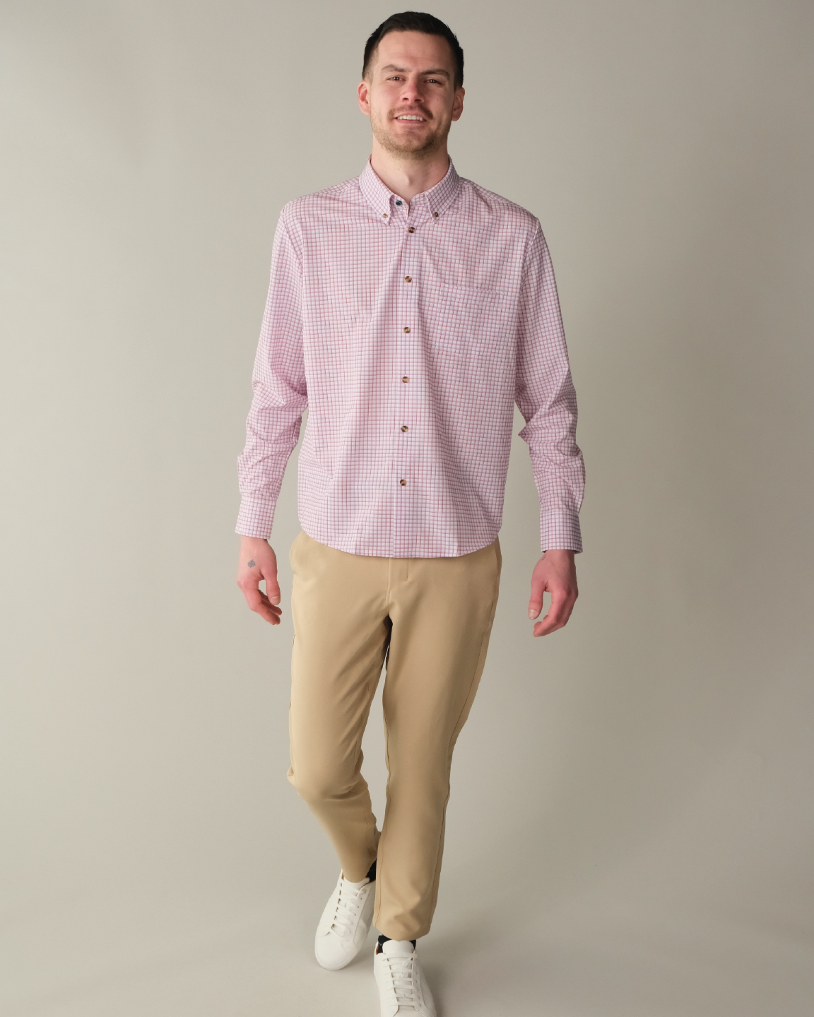 Range Shirt - White w/ Red and Purple Windowpane – &Collar