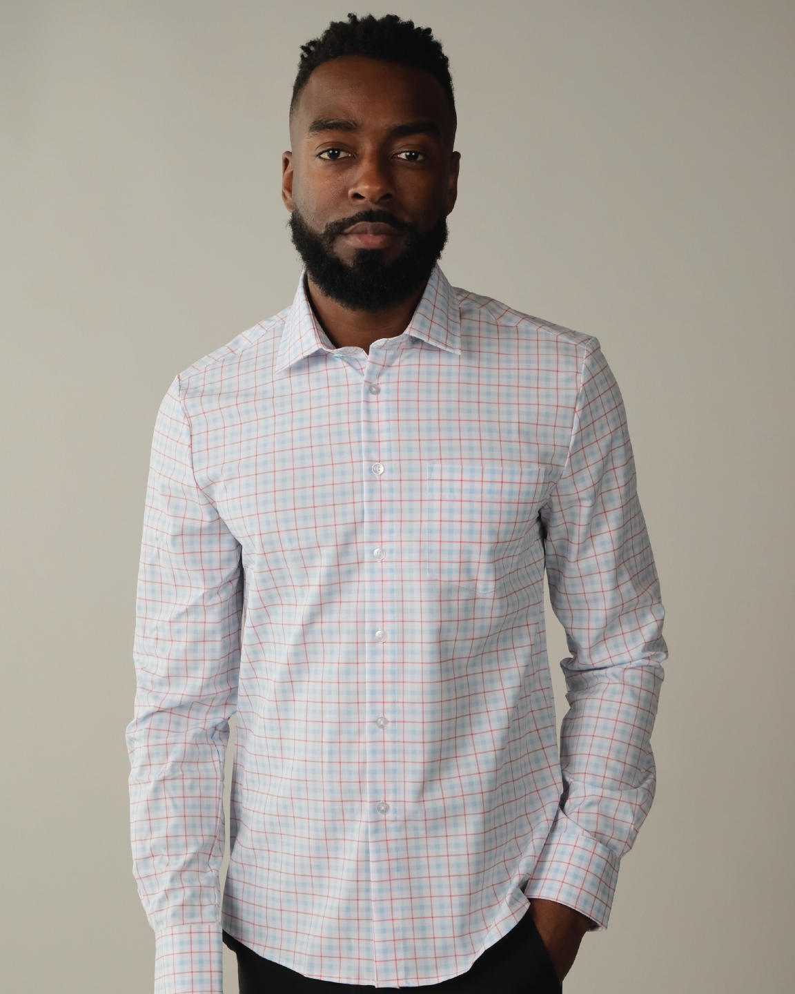 Fuji Blue & Red Gingham Wrinkle-Resistant Shirt | &Collar