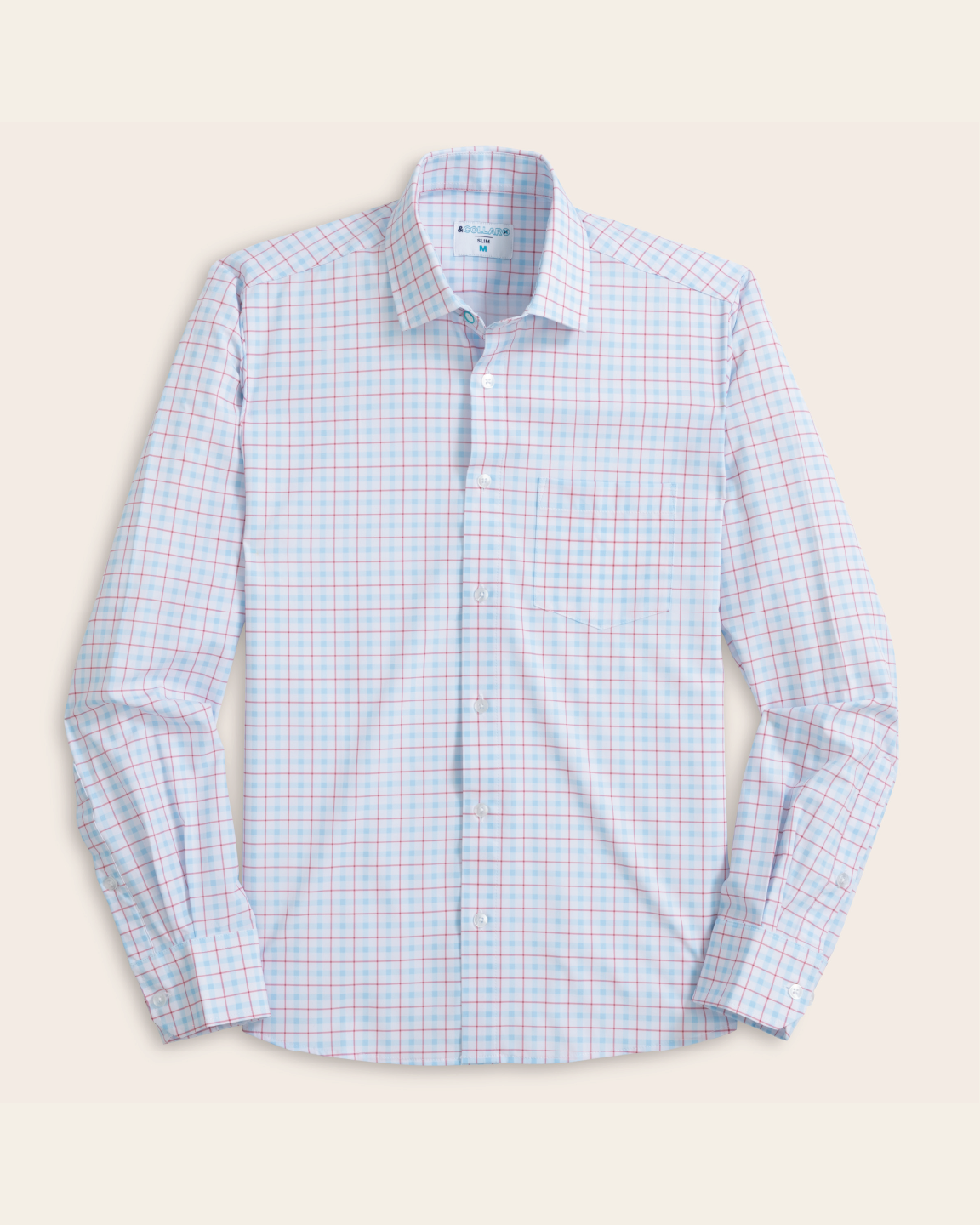 Fuji Blue & Red Gingham Wrinkle-Resistant Shirt | &Collar