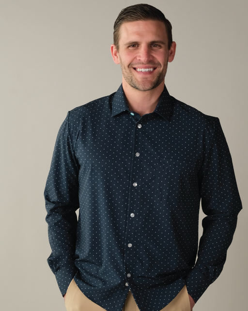 Range Shirt - Navy w/ White Polka Dots