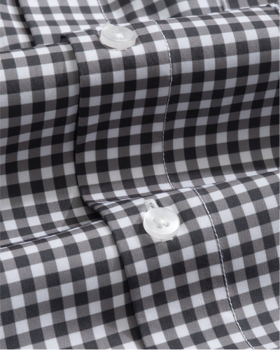 Men's White and Black Gingham Long Sleeve Dress Shirt, Stain Repellent, Wrinkle Resistant Men's White and Black Gingham Long Sleeve Dress Shirt, Stain Repellent, Wrinkle Resistant