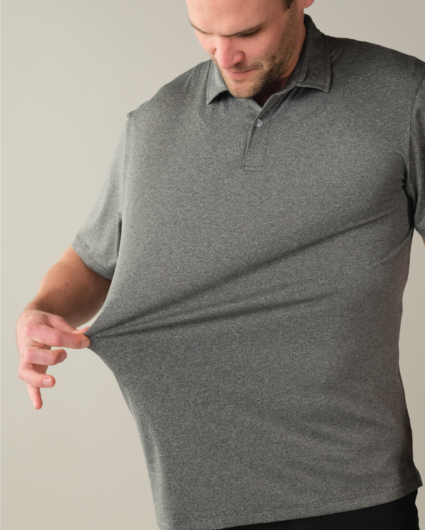 Heather grey stretchy polo shirt