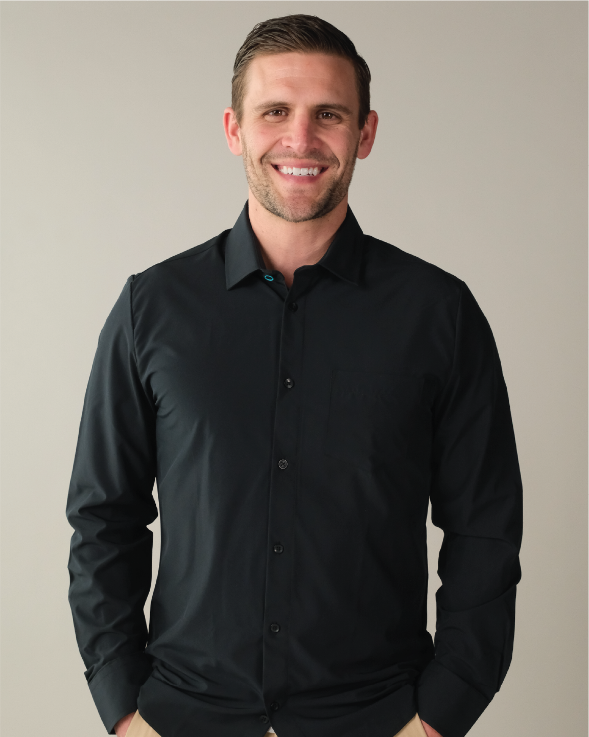 Black Dress Shirt Men Solid Black Performance Shirt &Collar Range