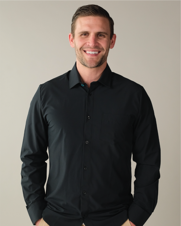 Men's Black Long Sleeve Dress Shirt, Stain Repellent, Wrinkle Resistant Men's Black Long Sleeve Dress Shirt, Stain Repellent, Wrinkle Resistant