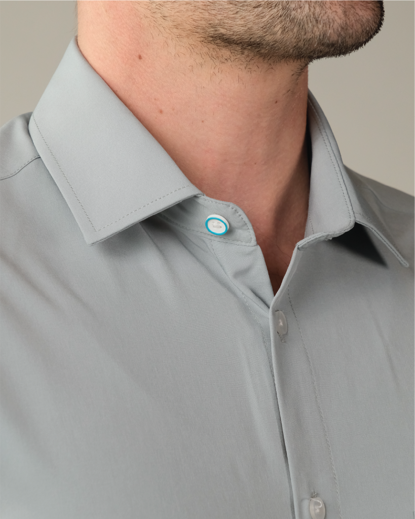 Men's Grey Long Sleeve Dress Shirt, Stain Repellent, Wrinkle Resistant Men's Grey Long Sleeve Dress Shirt, Stain Repellent, Wrinkle Resistant