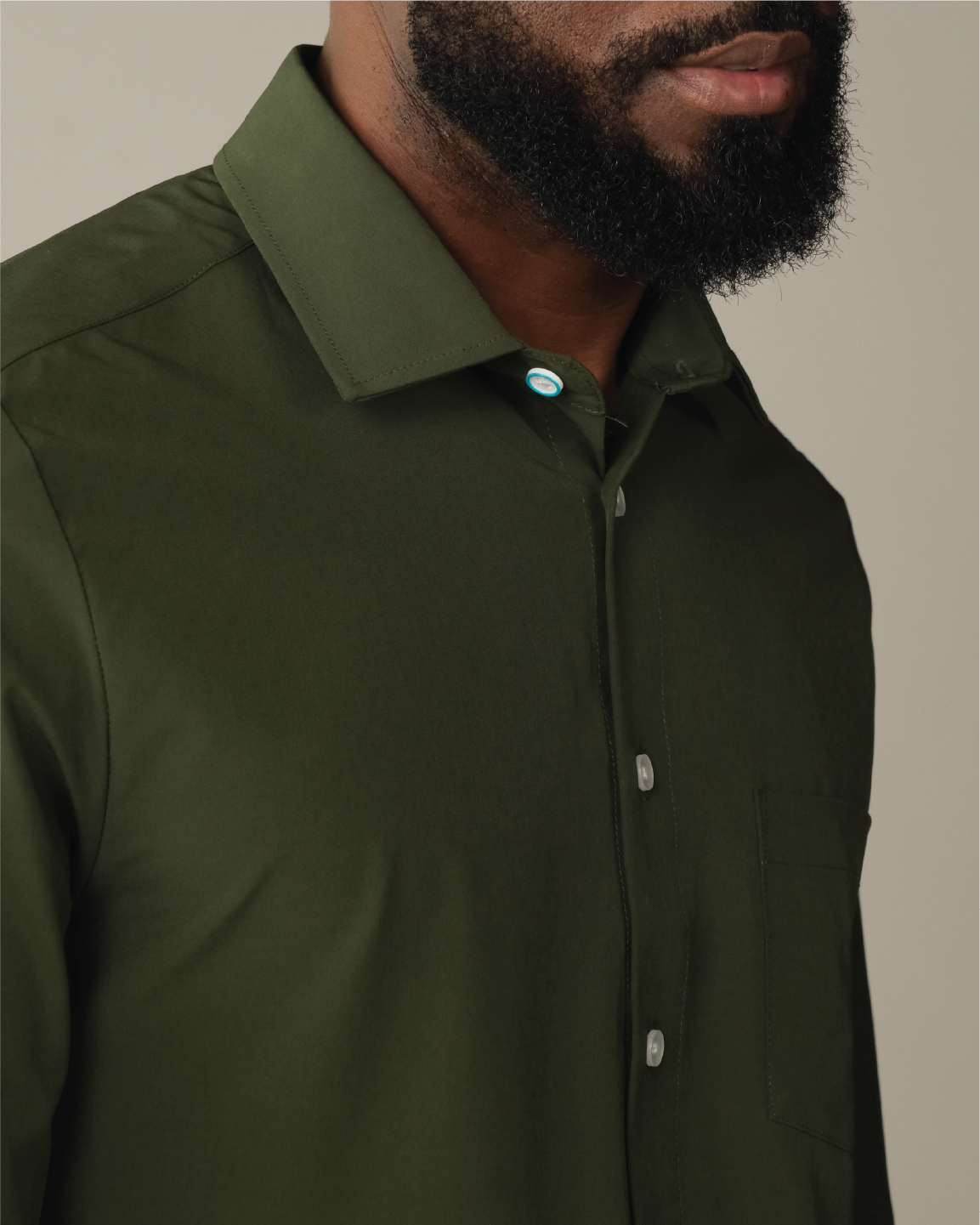Men's Forest Green Long Sleeve Dress Shirt, Stain Repellent, Wrinkle Resistant