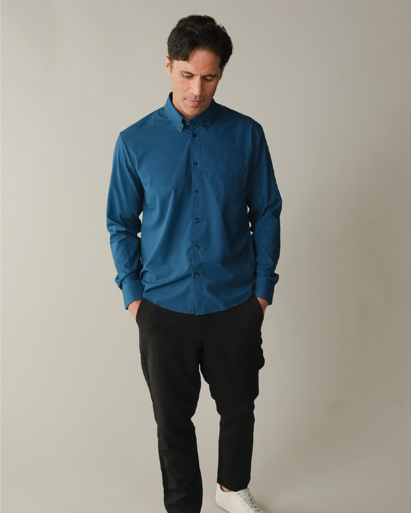 Range Shirt - Dark Blue w/ Navy Check &Collar Range Shirt - Dark Blue w/ Navy Check &Collar