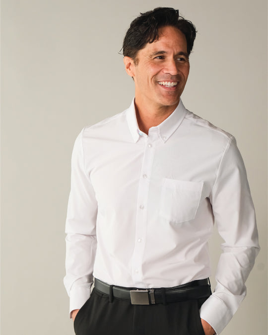 Range Shirt - White Long Sleeve - Button Down Collar