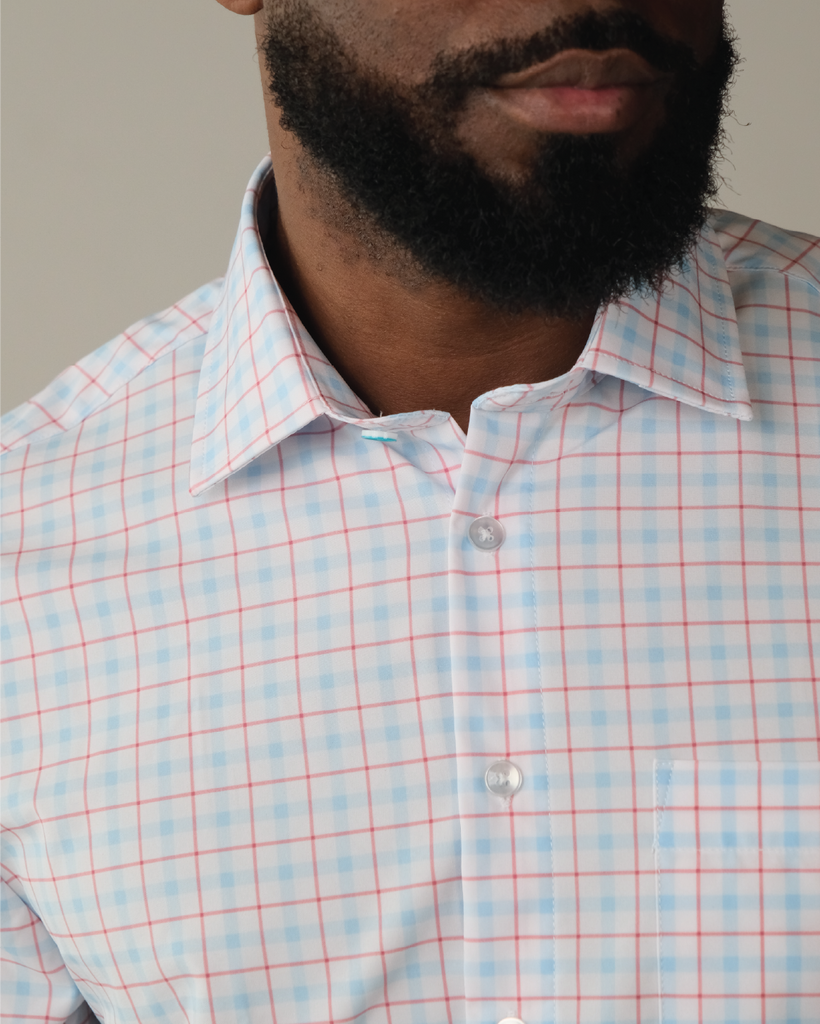 Fuji Blue & Red Gingham Wrinkle-Resistant Shirt | &Collar Fuji Blue & Red Gingham Wrinkle-Resistant Shirt | &Collar