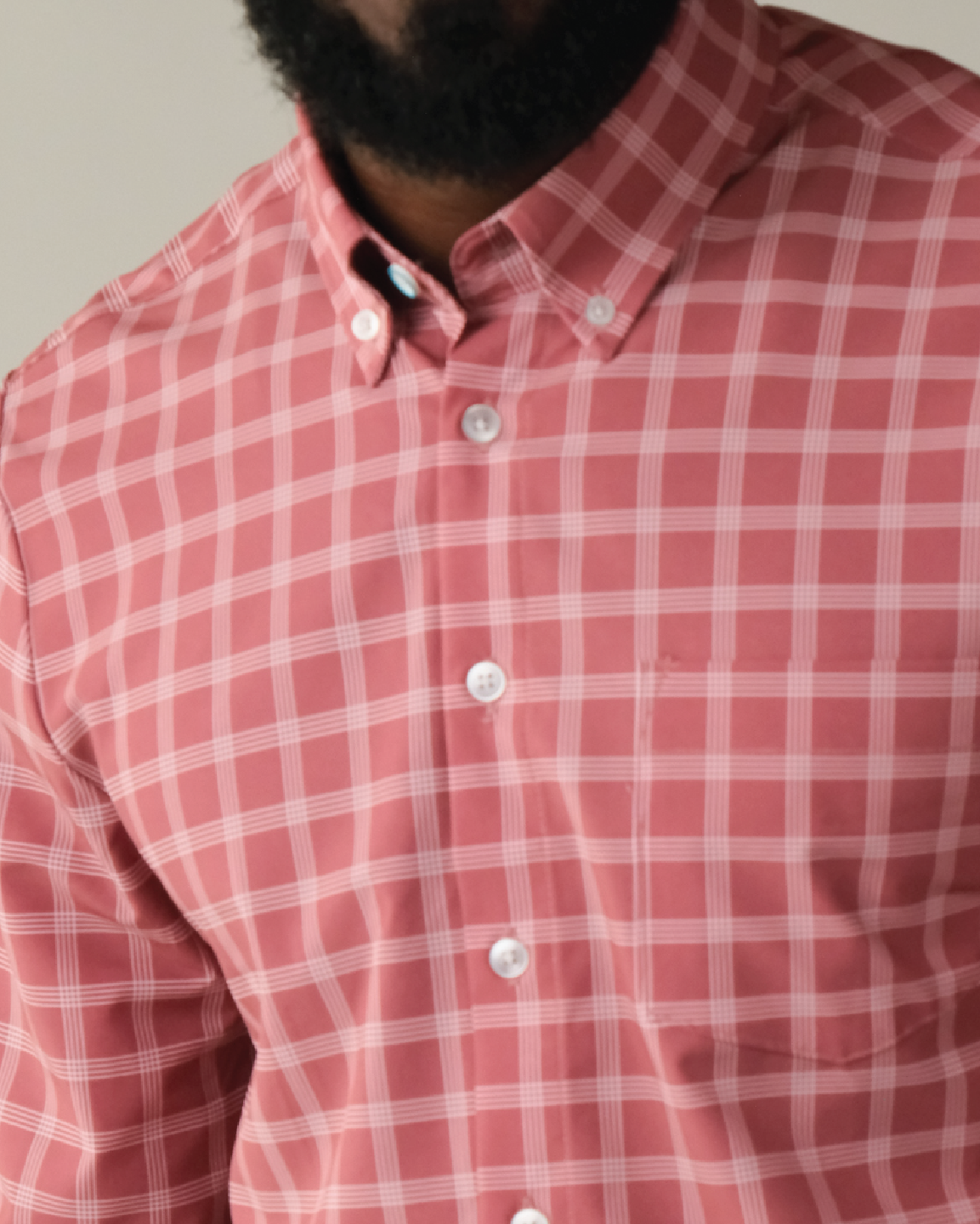 open lace back dress Men's Adobe Red w/ White Windowpane Long Sleeve Dress Shirt, Stain Repellent, Wrinkle Resistant