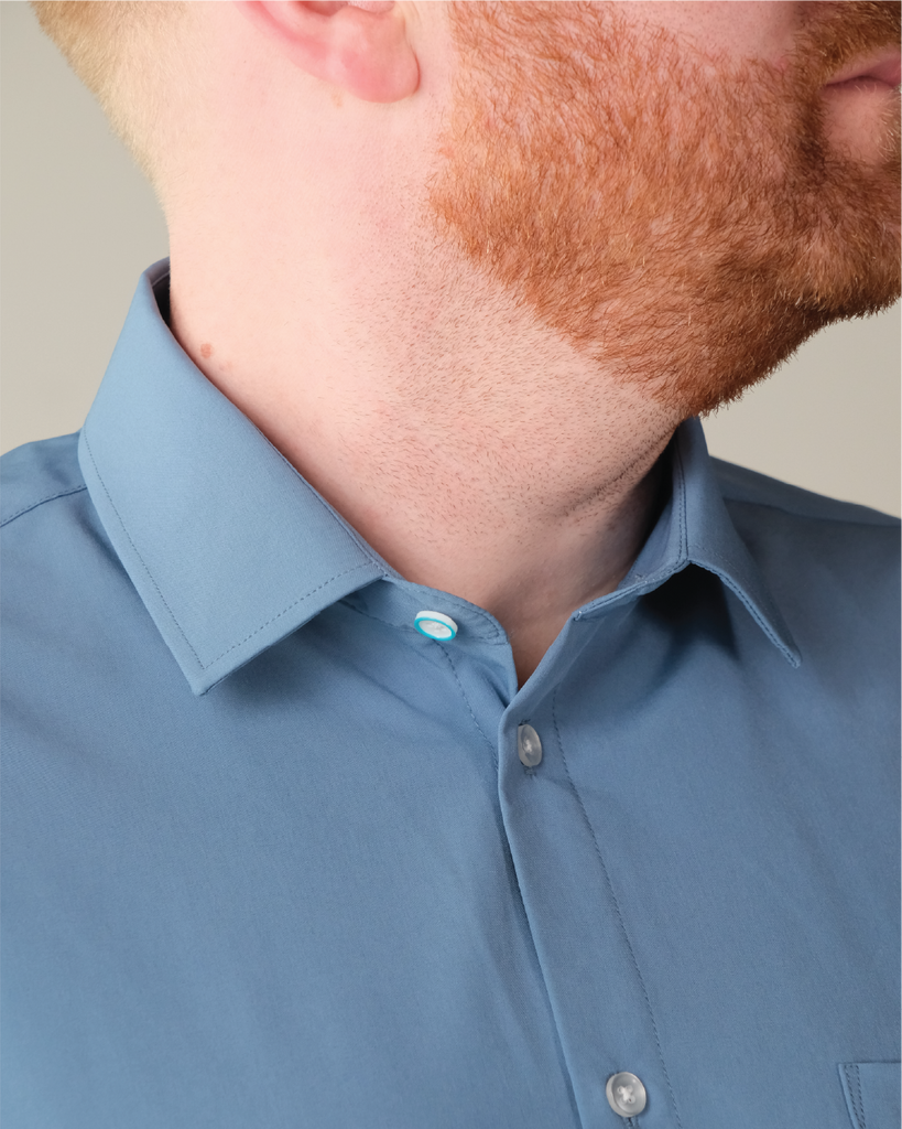 Men's Ocean Blue Long Sleeve Dress Shirt, Stain Repellent, Wrinkle Resistant Men's Ocean Blue Long Sleeve Dress Shirt, Stain Repellent, Wrinkle Resistant