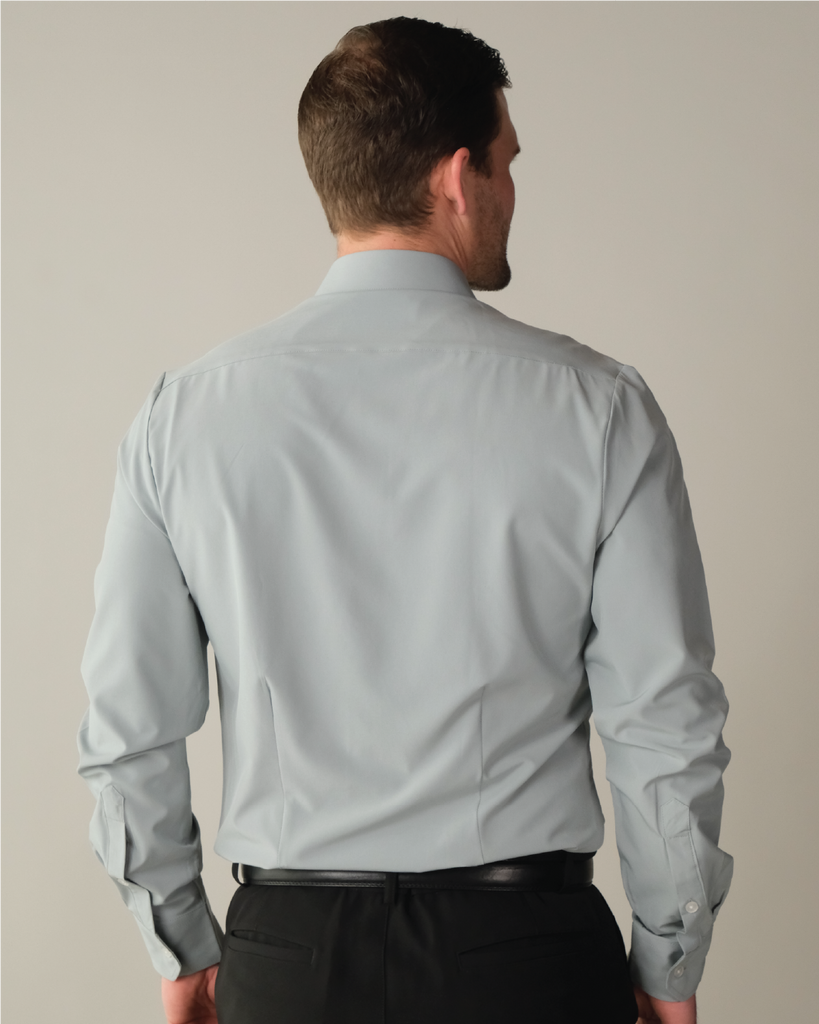 Men's Grey Long Sleeve Dress Shirt, Stain Repellent, Wrinkle Resistant Men's Grey Long Sleeve Dress Shirt, Stain Repellent, Wrinkle Resistant