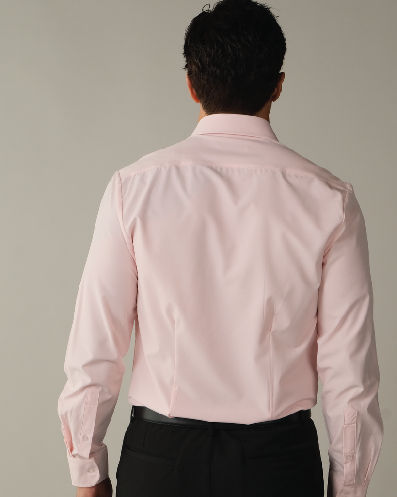 Men's Solid Pink Long Sleeve Dress Shirt, Stain Repellent, Wrinkle Resistant Men's Solid Pink Long Sleeve Dress Shirt, Stain Repellent, Wrinkle Resistant