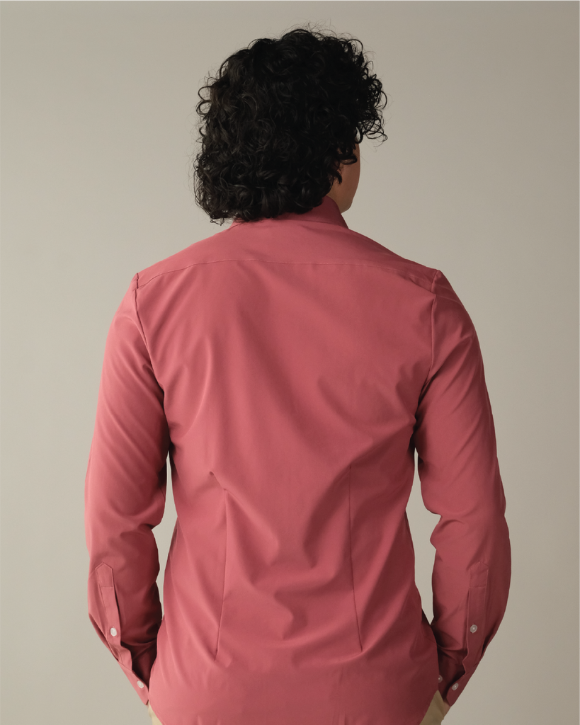 Men's Adobe Red Long Sleeve Dress Shirt, Stain Repellent, Wrinkle Resistant Men's Adobe Red Long Sleeve Dress Shirt, Stain Repellent, Wrinkle Resistant