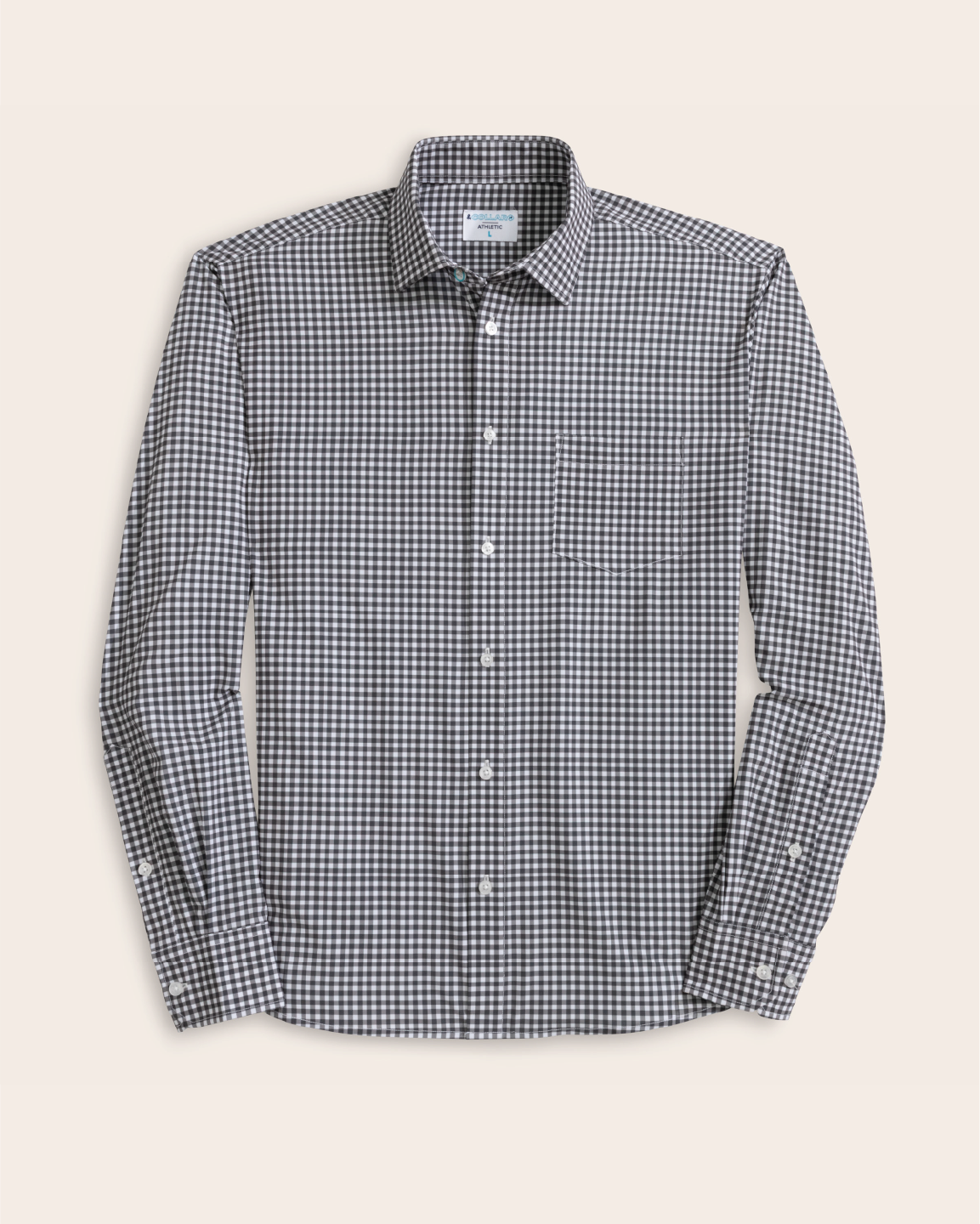 black and white dress shirt Men's White and Black Gingham Long Sleeve Dress Shirt, Stain Repellent, Wrinkle Resistant