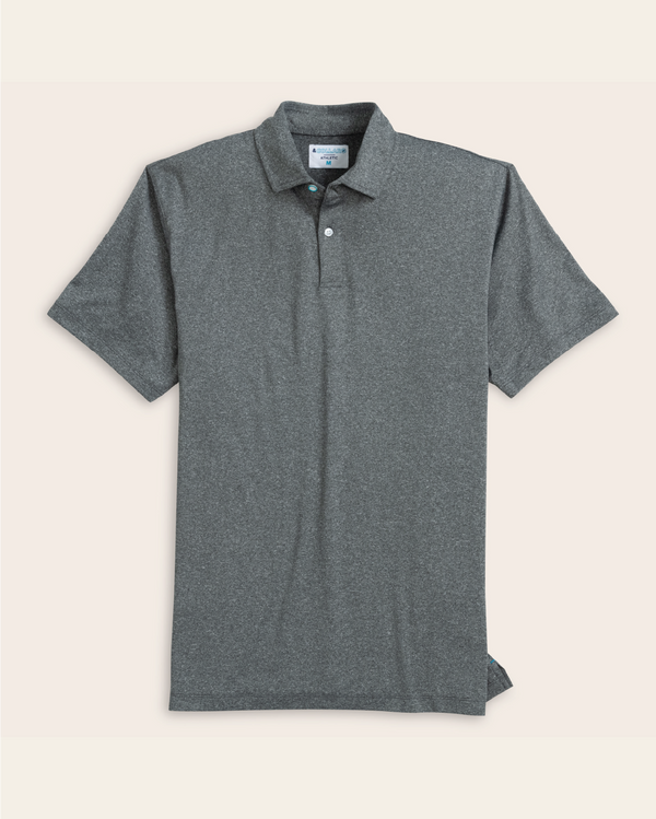 A heather grey polo shirt