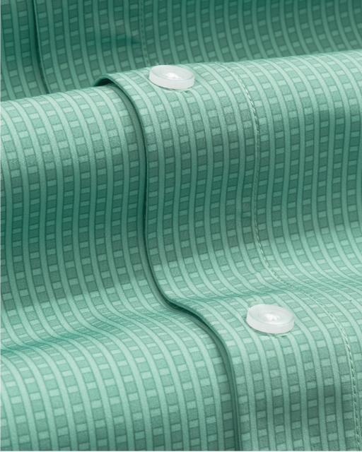 Close-up of  a green shirt w/grids