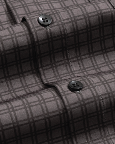 Men's Charcoal w/ Black Windowpane Long Sleeve Dress Shirt, Stain Repellent, Wrinkle Resistant Men's Charcoal w/ Black Windowpane Long Sleeve Dress Shirt, Stain Repellent, Wrinkle Resistant