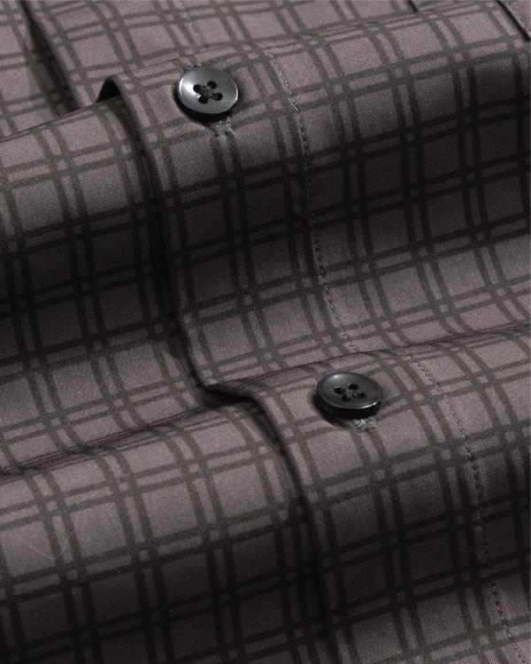Men's Charcoal w/ Black Windowpane Long Sleeve Dress Shirt, Stain Repellent, Wrinkle Resistant Men's Charcoal w/ Black Windowpane Long Sleeve Dress Shirt, Stain Repellent, Wrinkle Resistant