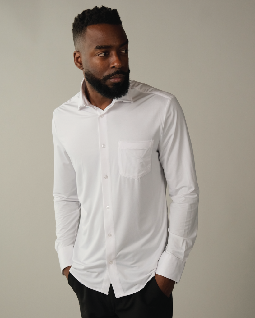 Men's White Short Sleeve Dress Shirt, Stain Repellent, Wrinkle Resistant Men's White Short Sleeve Dress Shirt, Stain Repellent, Wrinkle Resistant