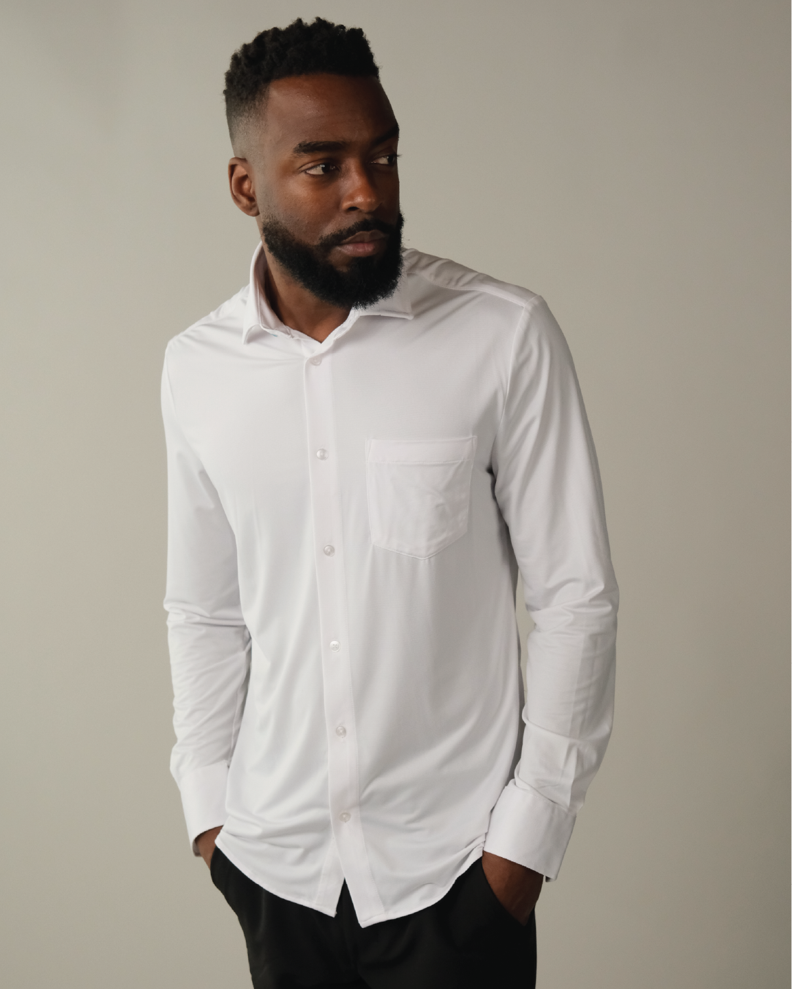 Men's White Long Sleeve Dress Shirt, Stain Repellent, Wrinkle Resistant Men's White Long Sleeve Dress Shirt, Stain Repellent, Wrinkle Resistant