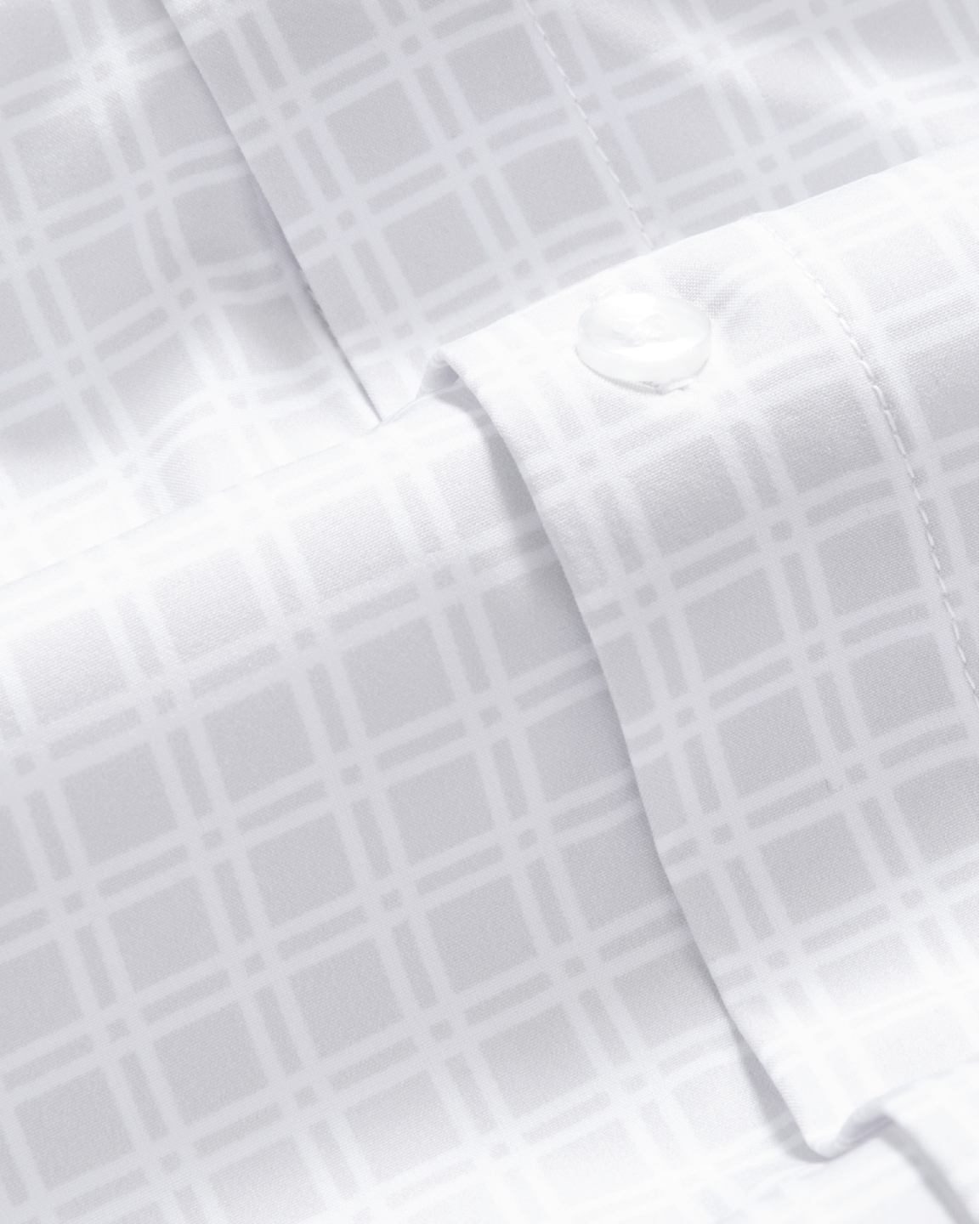 Men's Grey w/ Small White Windowpane Long Sleeve Dress Shirt, Stain Repellent, Wrinkle Resistant