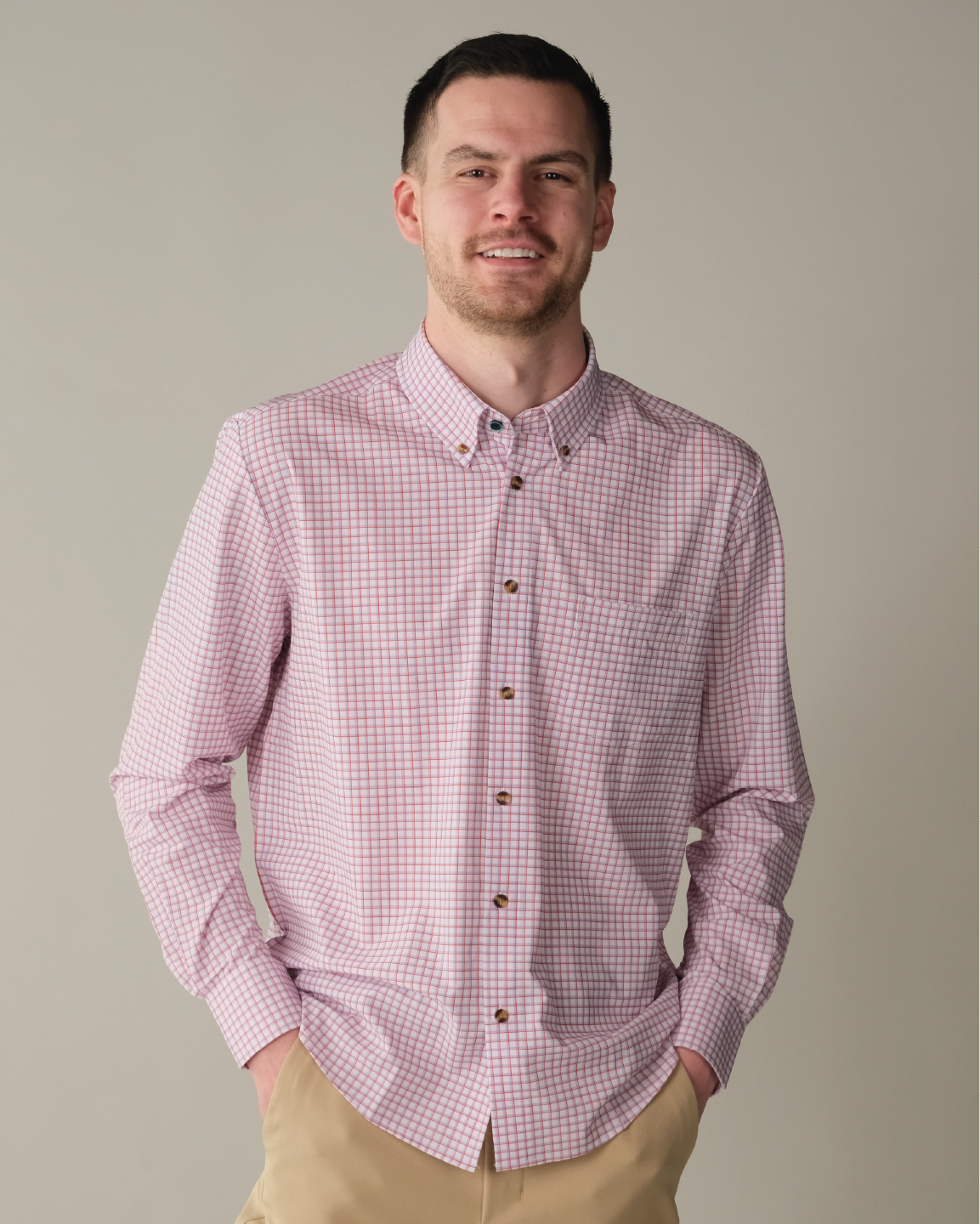 Range Shirt - White w/ Red and Purple Windowpane – &Collar