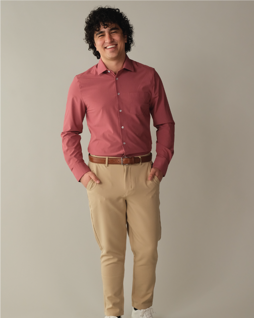 Man wearing an adobe red shirt