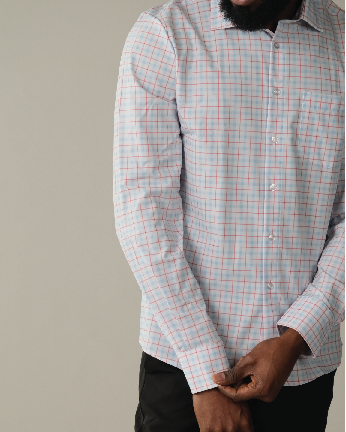 Fuji Blue & Red Gingham Wrinkle-Resistant Shirt | &Collar