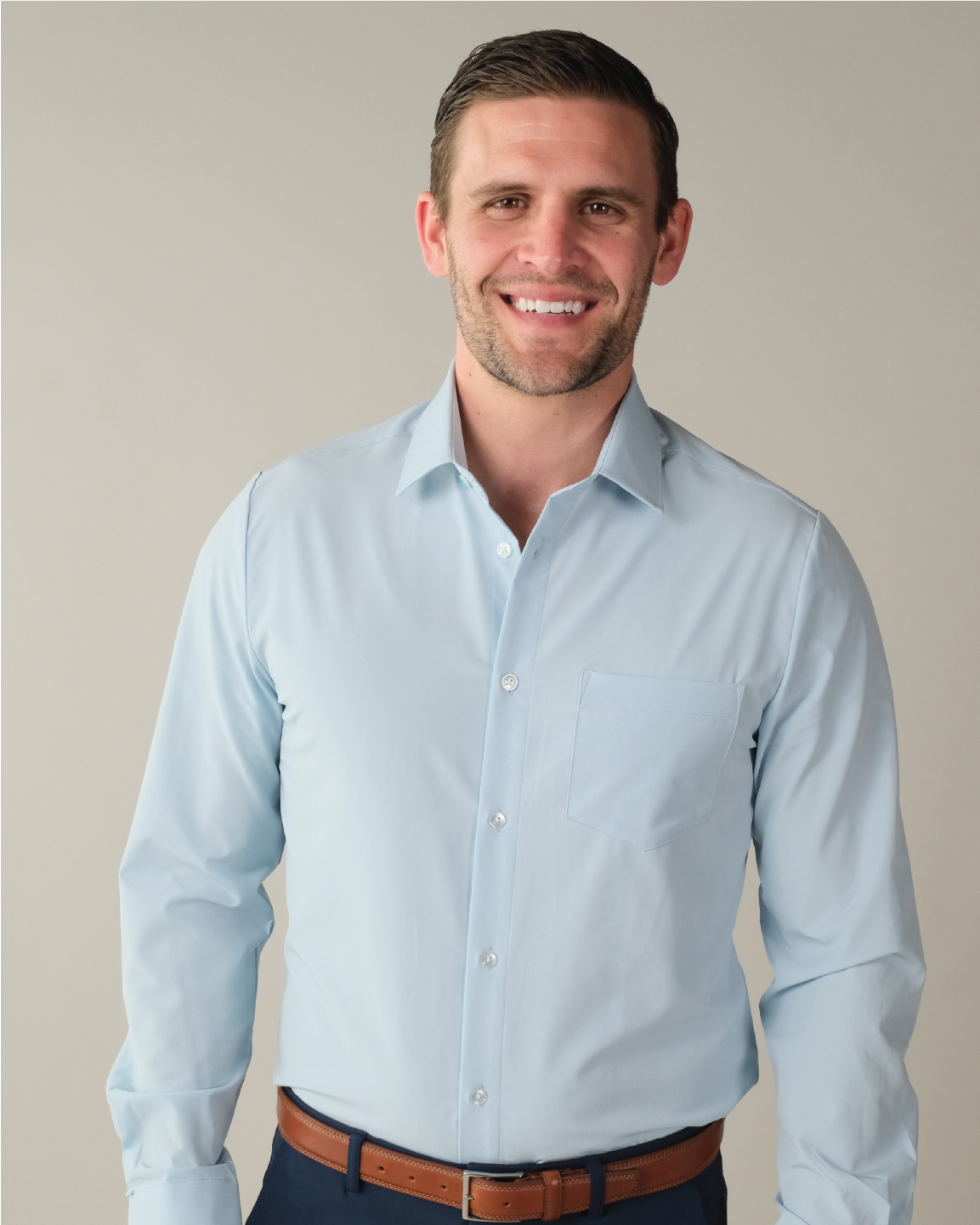 blue dress shirt outfit men goTIELESS Ultimate Dress Shirt (Light Blue)