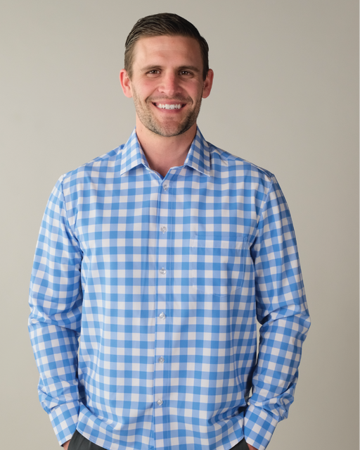 Range Shirt - Ocean Blue and White Large Gingham