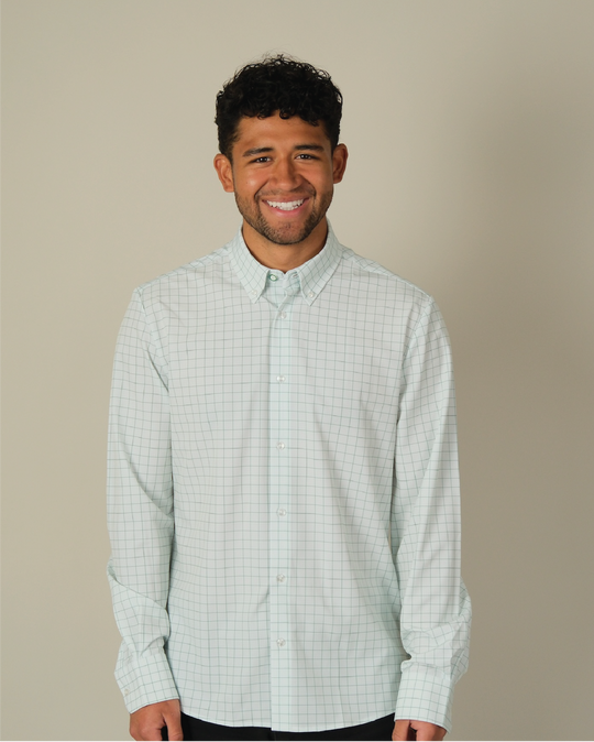 Range Shirt - Mint Gingham w/ Forest Green Check