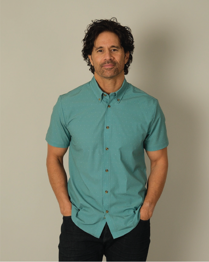 Range Shirt - Teal w/ Pin Dots  &Collar