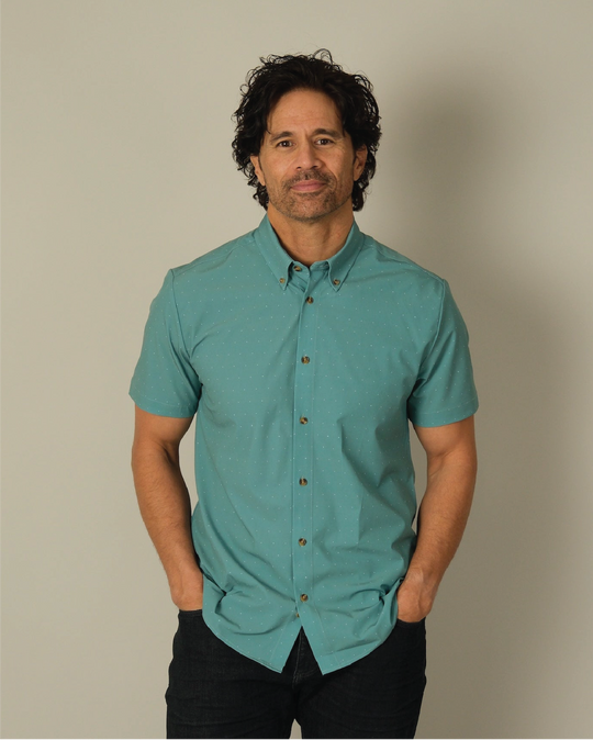 Range Shirt - Teal w/ Pin Dots