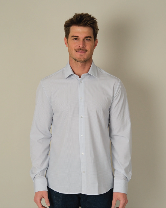 Range Shirt - Faded Blue and White Micro Gingham