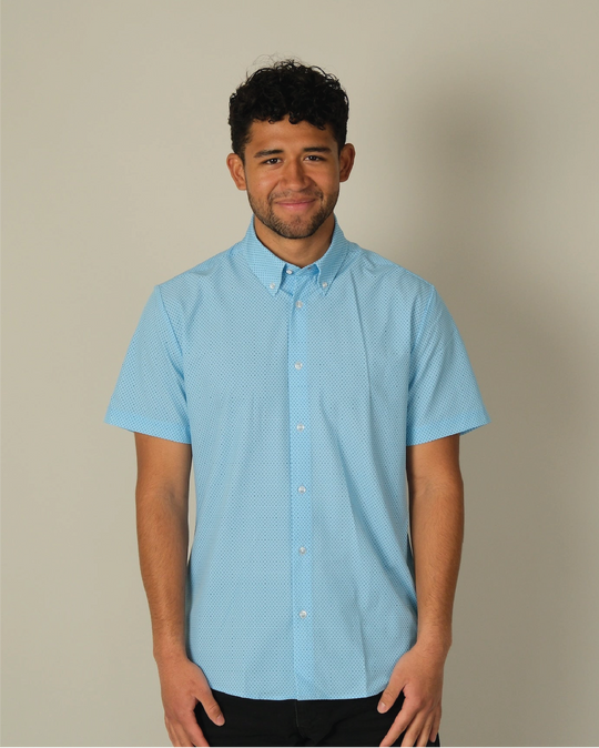 Range Shirt - Blue w/ Navy and White Pattern